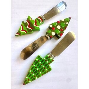 VTG Boston Warehouse Christmas Tree Cheese Spreaders Set of 3 Stainless Steel
